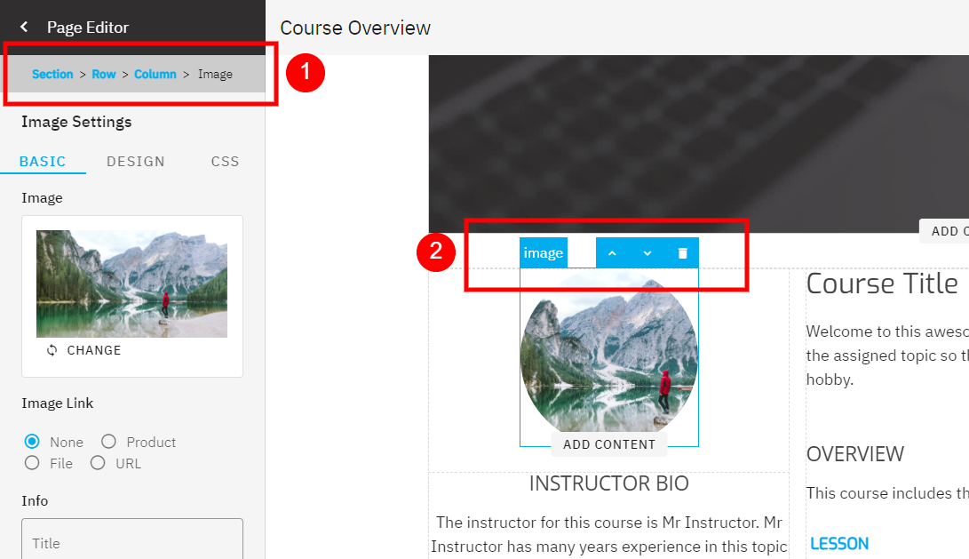 CustomerHub page editor