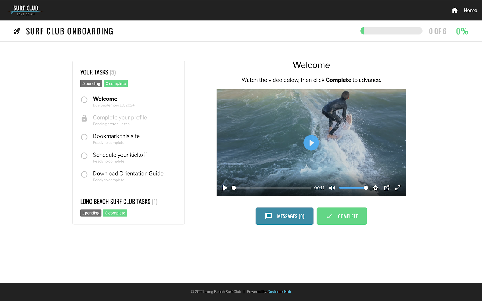 Customerhub course onboarding