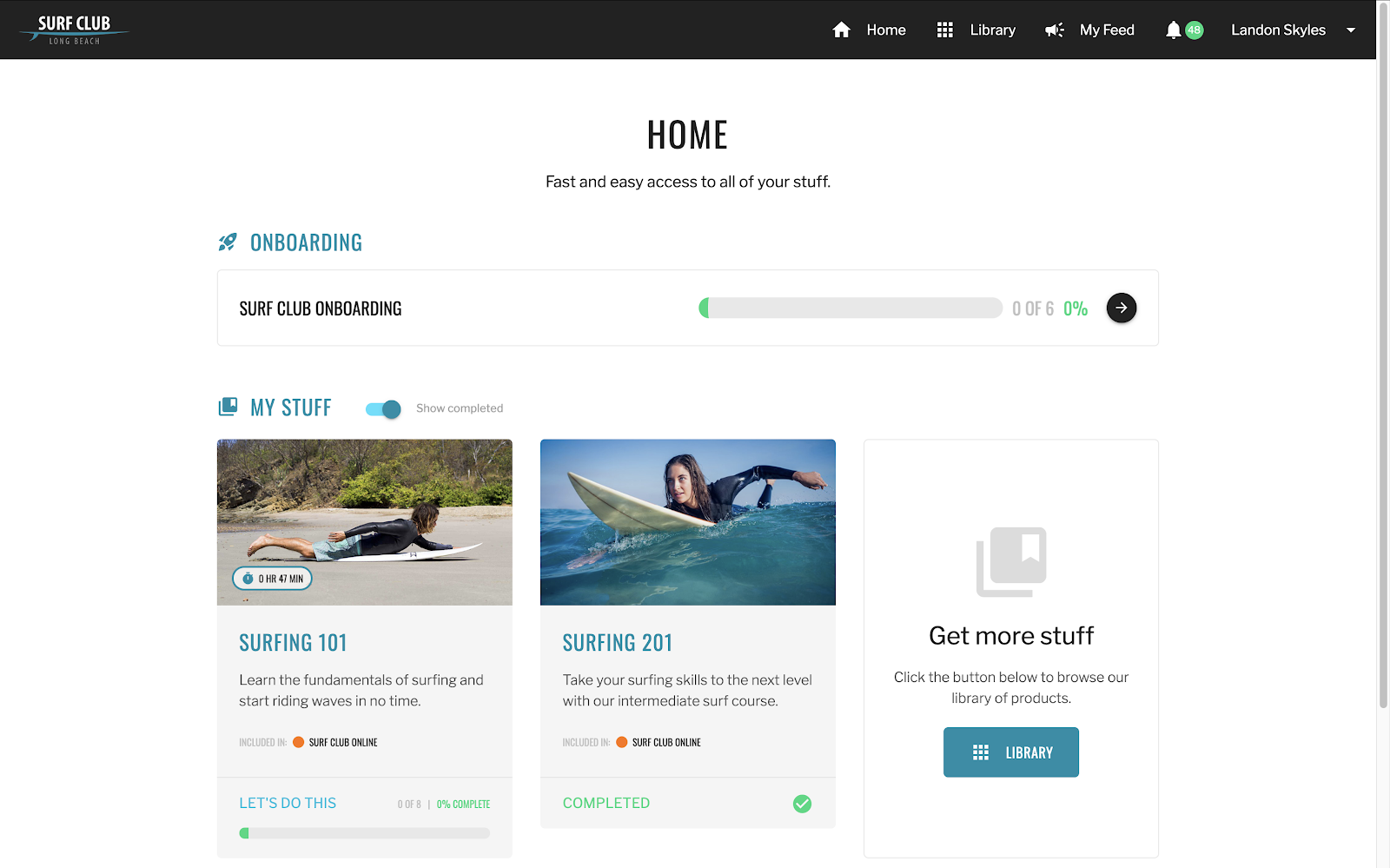 CustomerHub course page