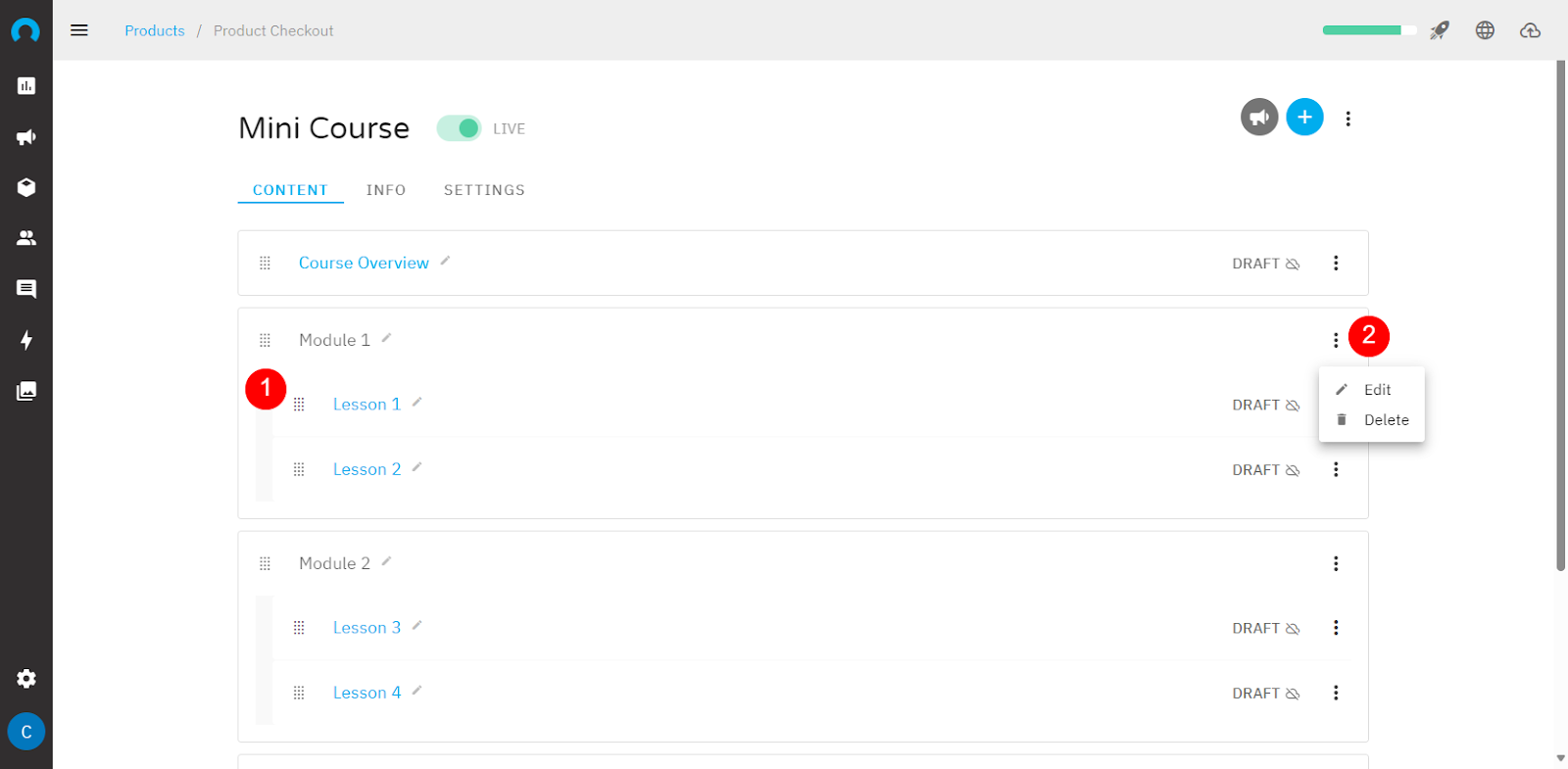 CustomerHub course creation